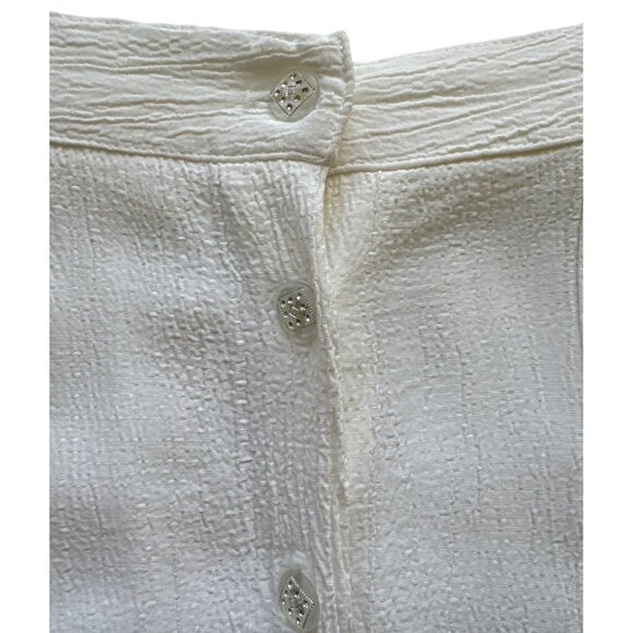 Petite Sophisticate Womens white crepe decorative button-downpanel skirt Size Sm - Picture 3 of 9
